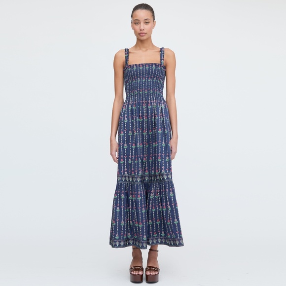 Hill House Home The Anjuli Nap Dress - Navy Trailing Fern Size XXSNavy Trailing - Picture 2 of 3